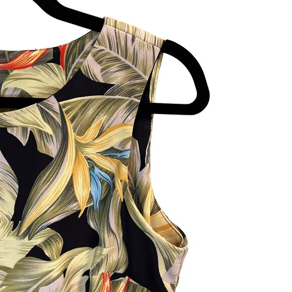 Dressbarn Tropical Palm Leaves Floral Sheath Dress Size 8 Multicolor Stretchy - Picture 3 of 12
